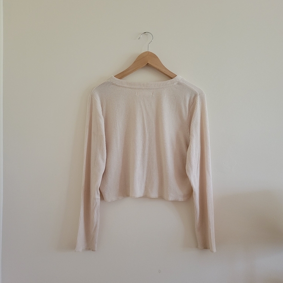 OAK + FORT Cream Ribbed Cardigan - Picture 2 of 4